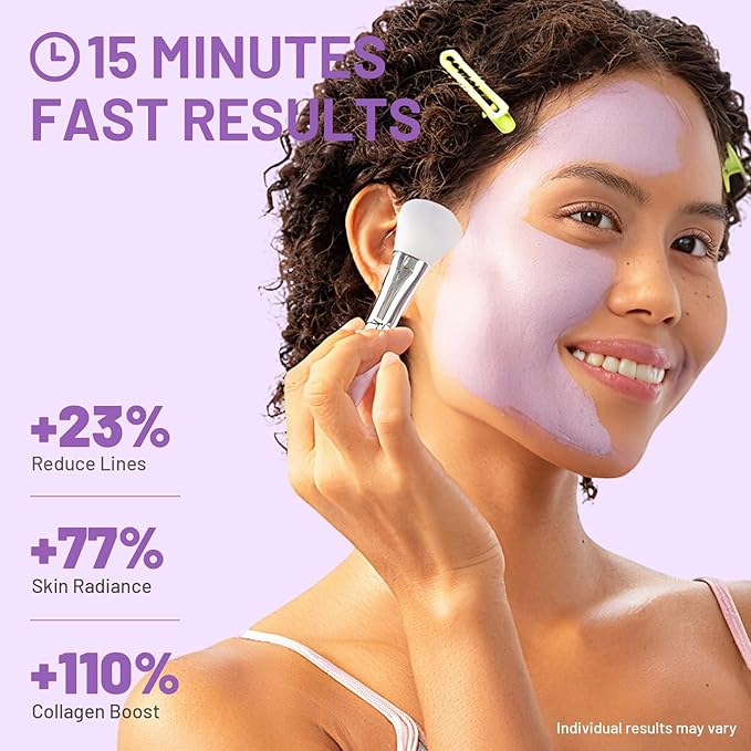 Deep Cleansing Purple Clay Mask for Face with Lavender, Glow Mud Mask to Balance Oil and Moisture, Minimize Blackheads, Soothing Care Pore Cleansing Mask with Brush