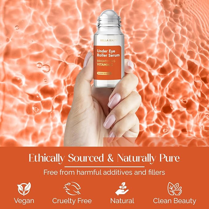 Bella Beauty Eye Roller Serum with Vitamin C & Niacinamide - Reduces Puffiness, Fine Lines & Dark Circles - Anti-Aging, Dermatologist Tested, Korean Skin Care for All Skin Types - 1.69 Fl. Oz