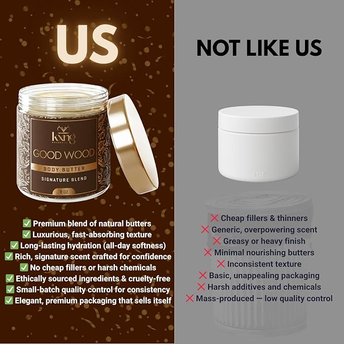 KXNG Shea Butter Moisturizer, Rich Whipped Body Cream for Men, Deeply Nourishing Body Butter for Smooth, Hydrated Skin, Cruelty-Free