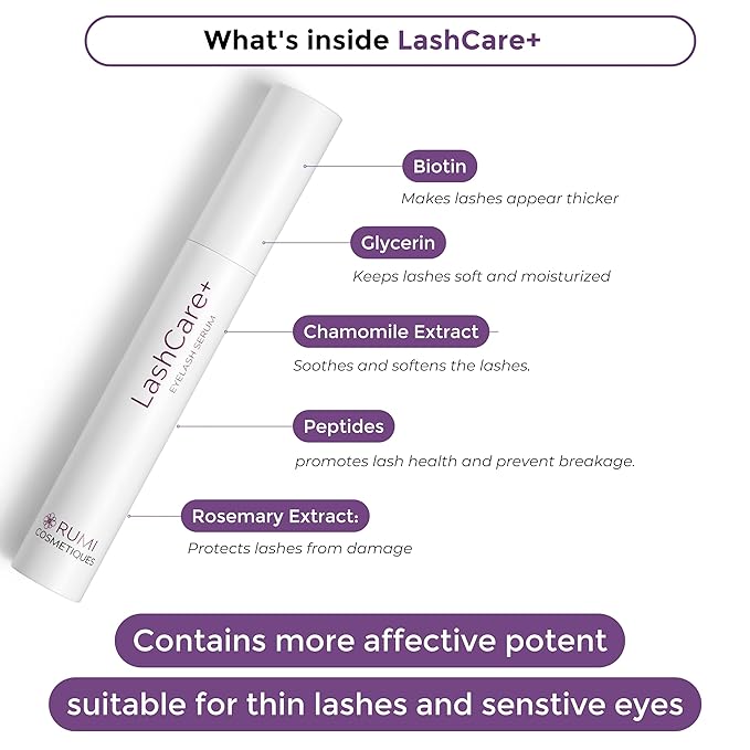 LashCare+ Eyelash Enhancing Serum For Mature Women - Longer, Thicker Lashes in 12 Weeks - For Sensitive Eyes, Natural Growth - Enhancement, Conditioner for Longer-Looking Lashes - 1 Month Supply