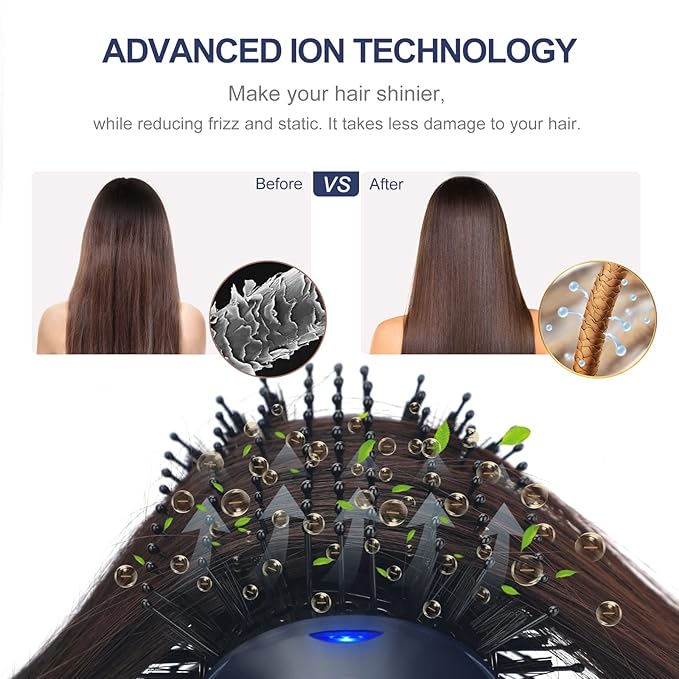 One Step Hair Dryer & Volumizing Brush, Aima Beauty Hair Styling Tool - Ceramic Straightener, Curler, Hot Air Styler & Ionic Salon Brush, Prussian Blue