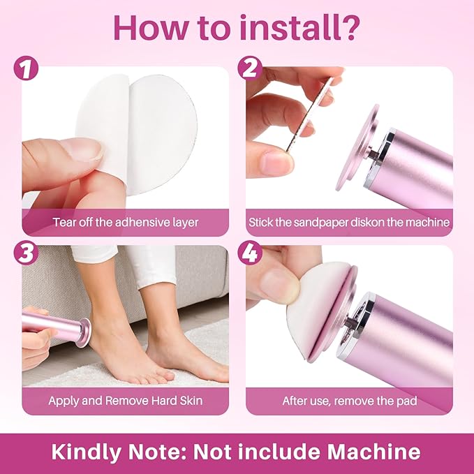 Replaceable Sandpaper for Electric Foot File: 60 Pcs/1 Box Feet Grinder for Skin and Callus Remover - 80/180 Grit Fine Sandpaper Refill Discs for Home Spa Salon