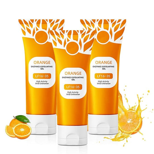 3Pcs Orange Exfoliating Gel for Face & Body, Orange Enzymes Exfoliatings Gels, Upgraded Deep Pore Oranges Peeling Scrub, Moisturize Cleansing Skin for All Types Skin