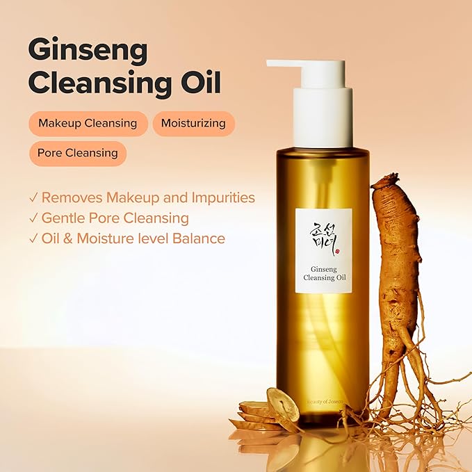 Beauty of Joseon Ginseng Cleansing Oil Waterproof Makeup Remover for Sensitive, Acne-Prone Facial Skin. Korean Skin Care for Men and Women, 210ml, 7.1 fl.oz