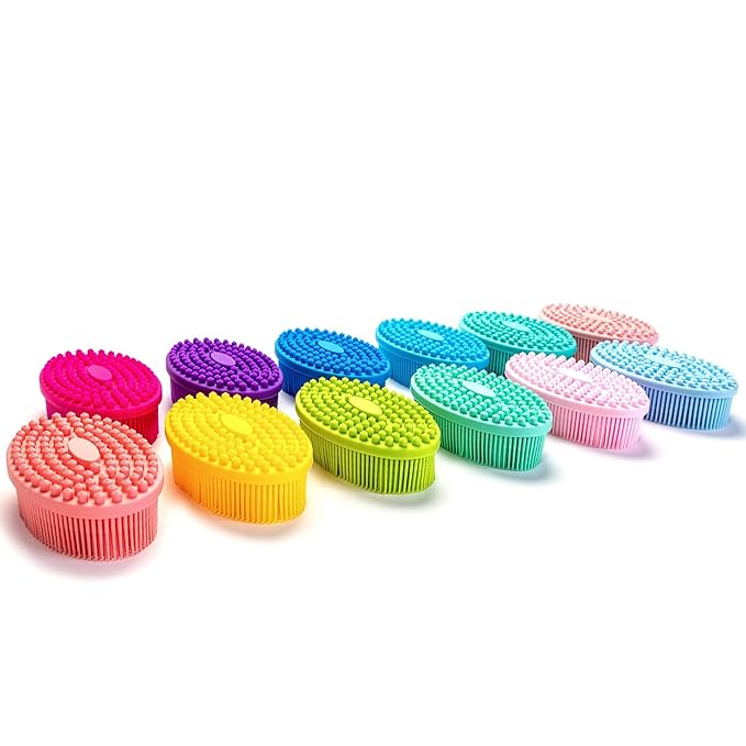 Premium Sensory Brush for Kids or Autism,Soft Silicone Body Scrubber,2 in 1 Sensory Room Occupational Therapy Sensory Brushes,Silicone Loofah,Pet Shower Brush Bath Brush Shampoo Brush(Big Oval-Teal)