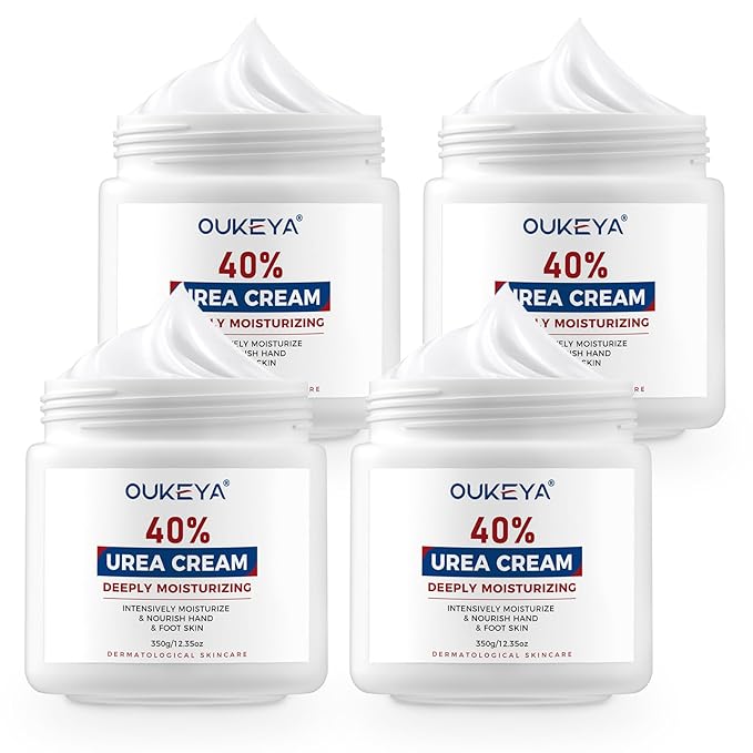 OUKEYA Urea Cream 40 Percent, Foot & Hand Cream for Dry Cracked, Urea Lotion for Feet Maximum Strength(12.35Oz X 4 Packs)