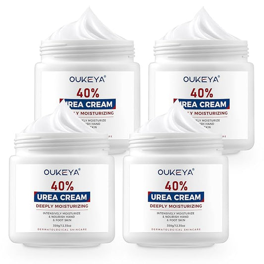 OUKEYA Urea Cream 40 Percent, Foot & Hand Cream for Dry Cracked, Urea Lotion for Feet Maximum Strength(12.35Oz X 4 Packs)