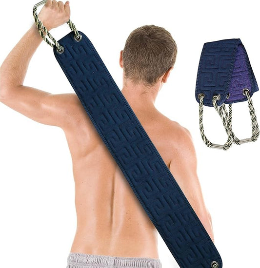 OWIIZI Exfoliating Back Scrubber for Shower, Double-Sided Back Scrub Washcloth with Antiskid Handles for Use in Shower, Body Exfoliator Scrub Towel Back Washer for Men & Women-38 Inches