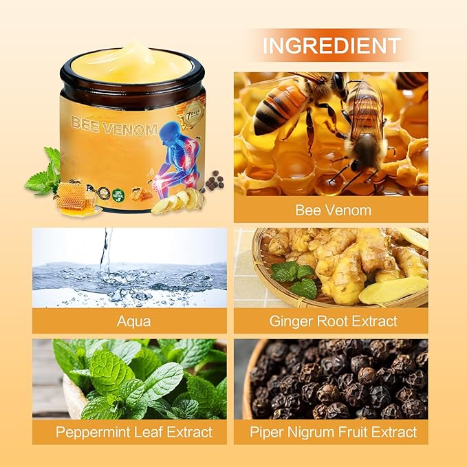 Bee Venom Joint Cream, Bee Venom Cream for Back, Knee, Waist,Back Hand,Feet & Leg Massage Caref. (2)