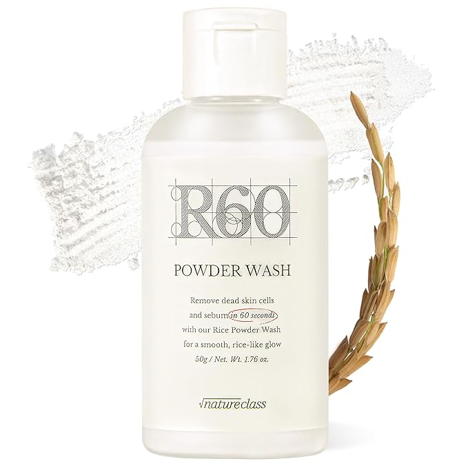 R60 Rice Enzyme Face Wash Powder – Exfoliating Facial Cleanser with Rice Bran Extract, Gentle Powder Wash for Sensitive Skin, Deep Pore Care, Korean Skin Care, Fragrance Free, 1.76oz