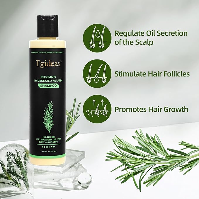Organic Rosemary Hair Growth Shampoo for Women and Men-Natural Thickening & Strengthening Shampoo with Hydrolyzed Keratin for Thinning Hair & Hair Loss 7.4 fl.oz - 2 Packs