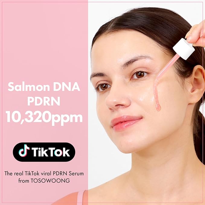 TOSOWOONG Pink Peptide 12 PDRN Serum With Salmon DNA PDRN 10,320ppm, 12 Peptides, Niacinamide, Skin glow, Hydrating, Moisturizing, Firming, Uneven Skin Tone, Korean Skincare, 33ml, 1.11 fl.oz.