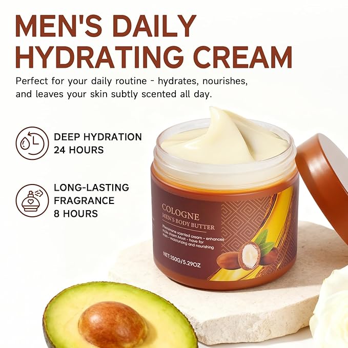 Cologne Body Butter for Men, 2 Pack Pheromone Scented Cream, Pheromone body butter for men,Hydrates and moisturizes to enhance attractiveness