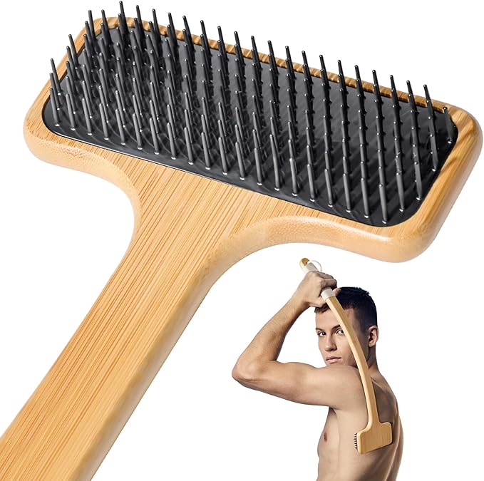 Bamboo Back Scratcher for Men, 22'' Long Handle Wooden Back Scratcher For Women, Soft Wide Head Backscratchers for Comfortable Body Itching Relief and Massage, Ideal Gifts for the Seniors, Pregnant
