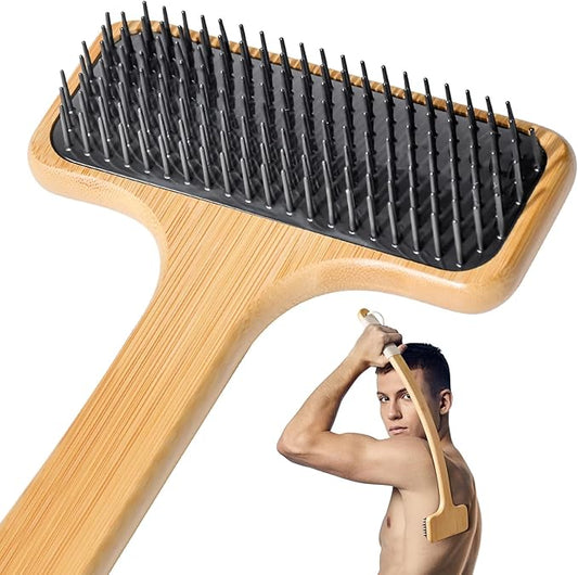 Bamboo Back Scratcher for Men, 22'' Long Handle Wooden Back Scratcher For Women, Soft Wide Head Backscratchers for Comfortable Body Itching Relief and Massage, Ideal Gifts for the Seniors, Pregnant