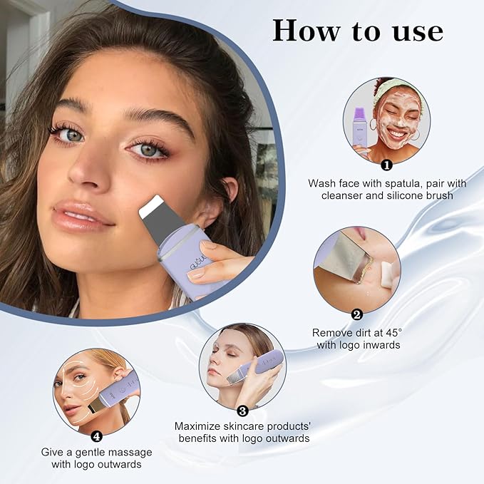 GUGUG Skin Scrubber Face Spatula Skin Spatula Pore Cleaner Blackhead Remover Tools for Facial Deep Cleansing-4 Modes, Purple