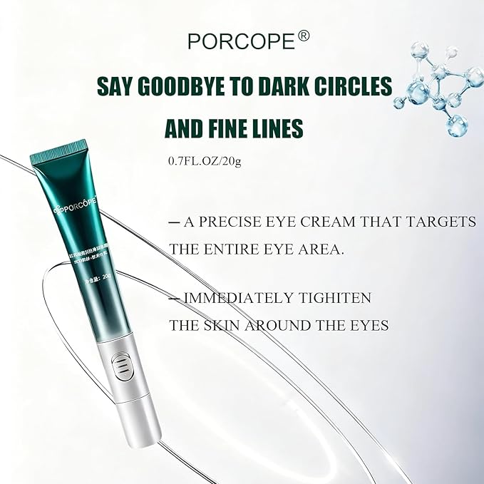 PORCOPE Eye Cream for Dark Circles and Puffiness with Electric Massage Head for People with Severe Eye Bags and Whose Skin Around the Eyes is Prone to Dullness, Dryness and Puffiness(0.7 fl oz/20g)
