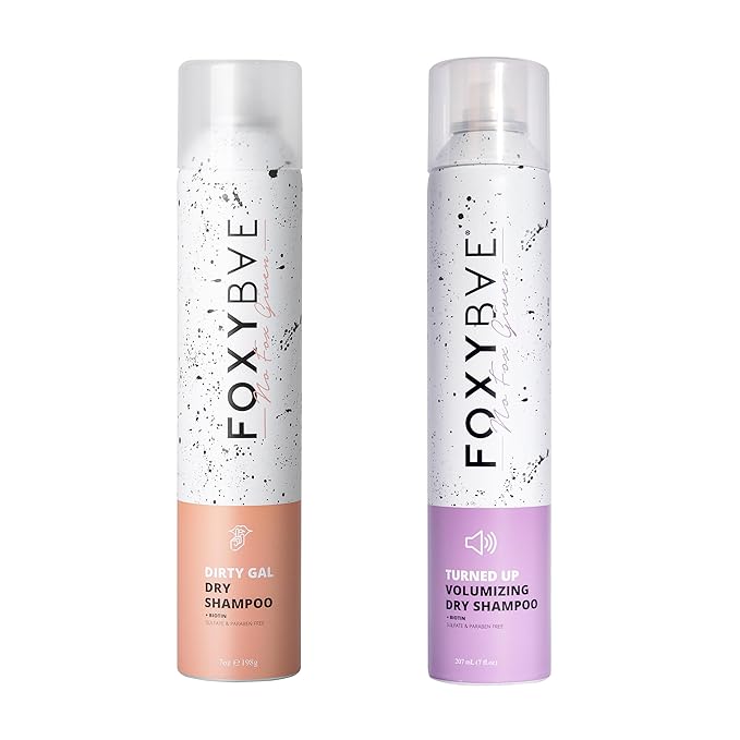 FoxyBae Dry Shampoo Duo Kit - with Biotin - Dirty Gal and Turned Up - Refreshes, Volumizing, Absorbs Oil - for All Hair Types - 2 x 7 Fl Oz