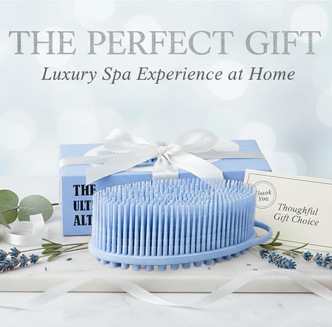 Silver Infused Silicone Body Scrubber Shower - Gentle Back Scrubber Soft Bristles - Avilana Premium Dual Sided Bath Brush Massage - Advanced Material Loofah Alternative - Gift Women Men