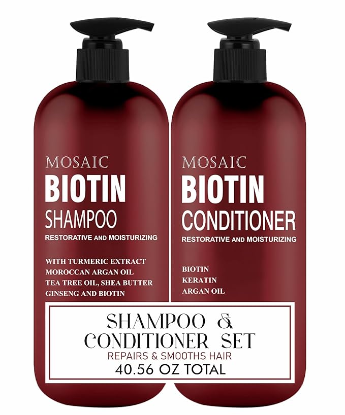 Biotin Volumizing Shampoo and Conditioner Set for Thinning Hair and Regrowth - Ultimate Anti Hair Loss, Thickening Growth Treatment Care for Men & Women