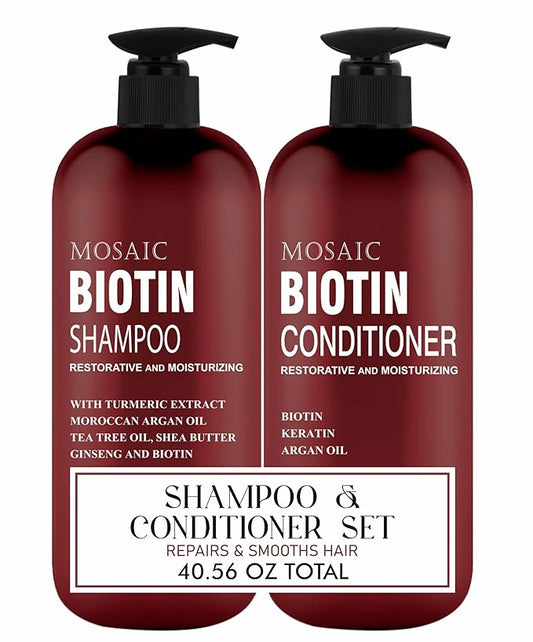Biotin Volumizing Shampoo and Conditioner Set for Thinning Hair and Regrowth - Ultimate Anti Hair Loss, Thickening Growth Treatment Care for Men & Women