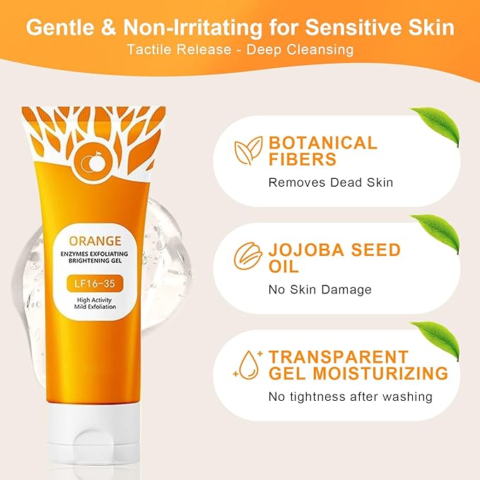 2Pcs Orange Exfoliating Gel For Face & Body,2026 Exfoliating Cleansing Gel Scrub,Pore Orange Peeling Scrub,Deep Clean Pores,Remove Blackheads & Moisturize Skin,All Types Skin