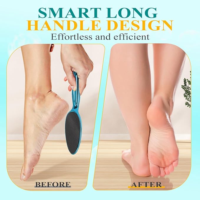 Glass Foot File, Foot Scrubber for Hard Skin Remover - Foot Callus Remover, Pedicure Tools for Feet Dead Skin, Foot Care for Women and Men, Gentle Effective Heel Scraper (Blue)