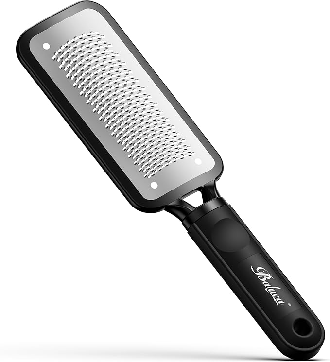 BALUCA Professional Foot File & Callus Remover - Stainless Steel Foot Rasp & Metal Feet Scrubber, Pedicure Tool for Hard Skin & Dead Skin Removal, Cracked Heel Repair for Baby Soft Feet (Black)