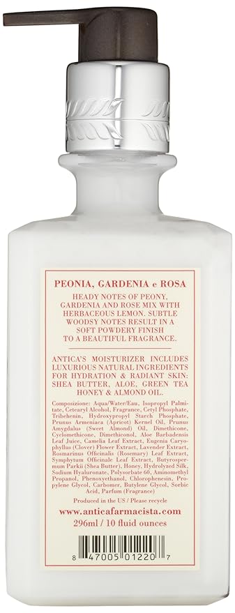 Antica Farmacista Body Moisturizer - Scented Moisturizing Lotion with Aloe Vera, Green Tea & Sweet Almond Oil - Luxury Gift for Any Occasion - Peonia, Gardenia & Rosa, 10 fl oz
