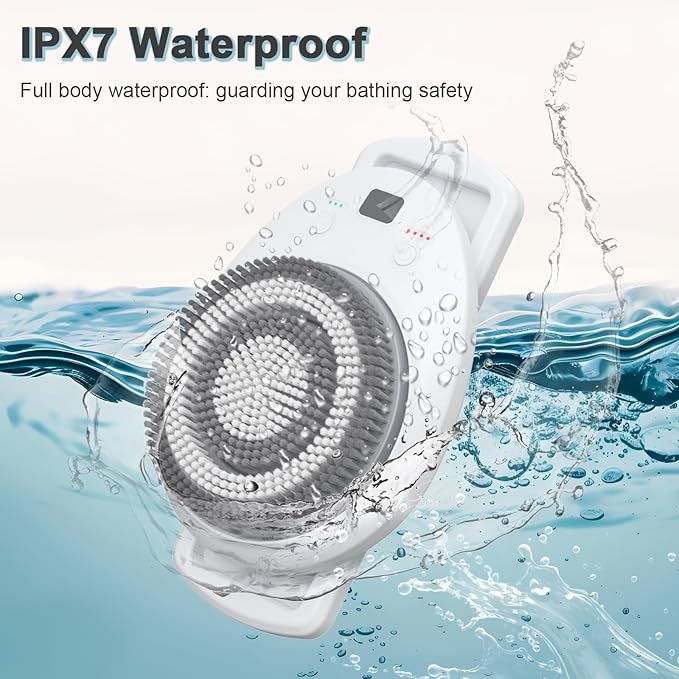 Wall Mounted Electric Back Scrubber With Spin Head for Shower - Body Brush for Deep Cleansing, Exfoliating and Massaging - Dry Brushing Bath Brush