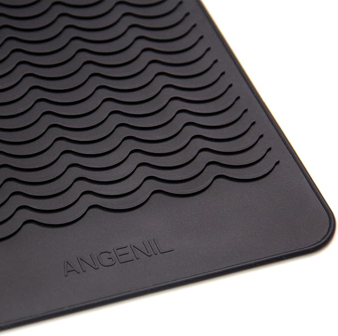 ANGENIL Large Heat Resistant Silicone Mat Sleeve Pad for Hair Straightener Curling Irons Styling Tools, Titanium Ceramic Flat Iron Mat Travel Anti Scald and Heat Resistant Pad, Max-Size 11.02" x 7.9"