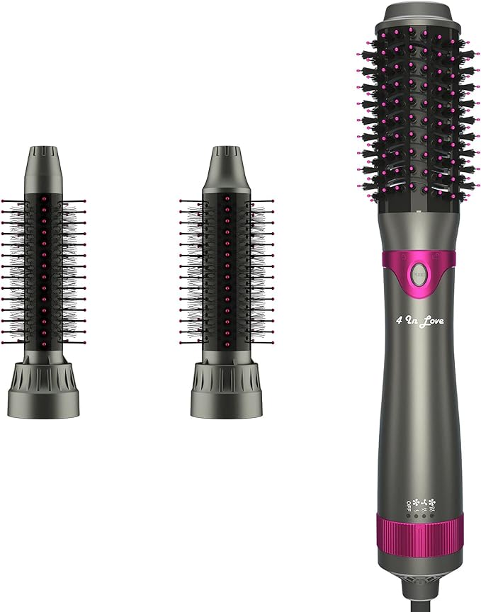 Hair Blow Dryer Brush, Salon Styler, Hot Air Hair Dryer and Volumizer Kit with Three Interchangeable Barrels | Replacement Parts Orderable