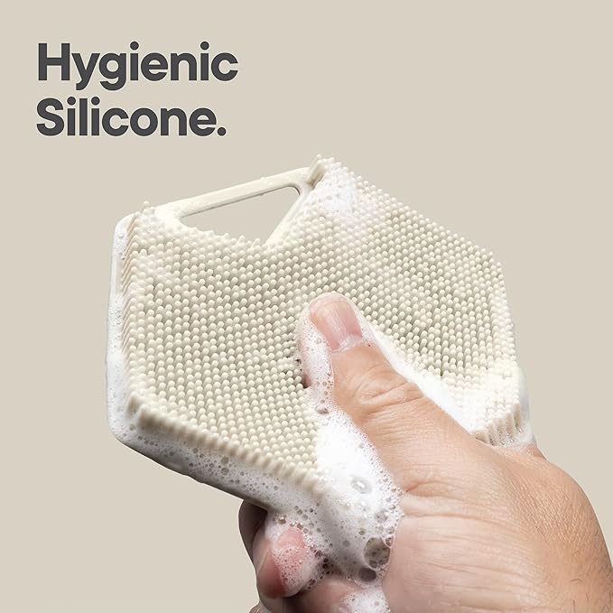 TOOLETRIES Body Scrubber 2.0 – Premium Silicone Scrubber for Cleaning, Exfoliating Your Skin – Extra Long Lather Boosting Bristles with Ergonomic Handle, Long-Lasting & Easy to Clean - Sand