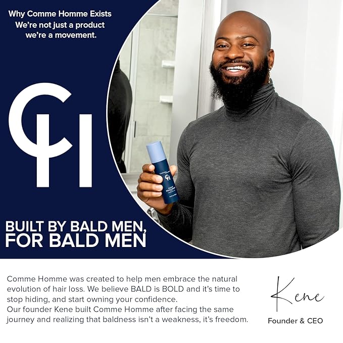 Comme Homme Hydrating Scalp Wash for Bald Men | Daily Face & Scalp Cleanser with Aloe, Basil, Tea Tree & Caffeine | Gently Cleanses, Soothes & Energizes | Pack of 2 (5 fl oz Each)