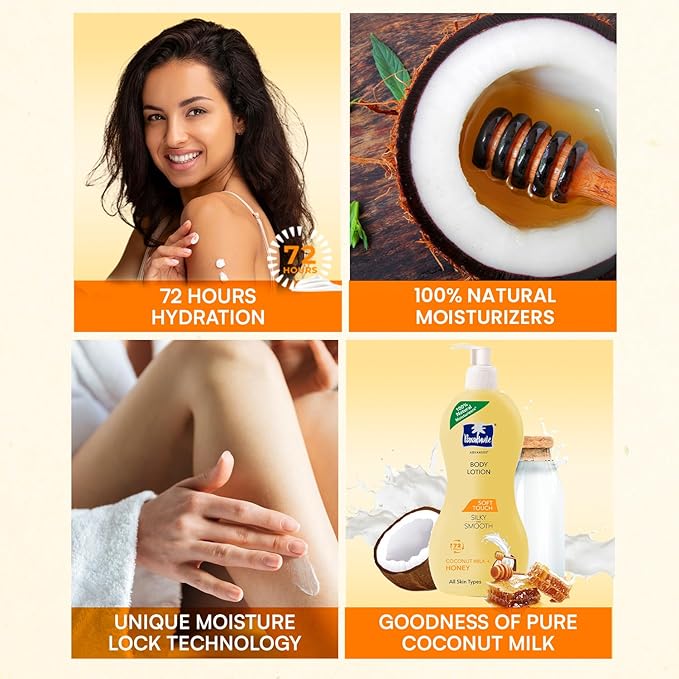 Parachute Advansed Soft Touch Body Lotion with Pure Coconut Milk & Honey |For Women & Men | All Skin types | 100% Natural, 72h Moisturisation | 8.4 Fl.oz. (Pack of 3)