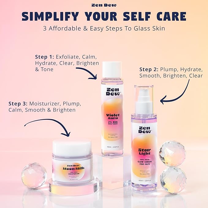 Violet Aura - 2% BHA Exfoliating Toner with Salicylic Acid for Sensitive Skin. Gentle, Hydrating Formula. 2% Niacinamide, Rice Extract & Azulene. Glass Skin, Smoother Texture & Barrier Support