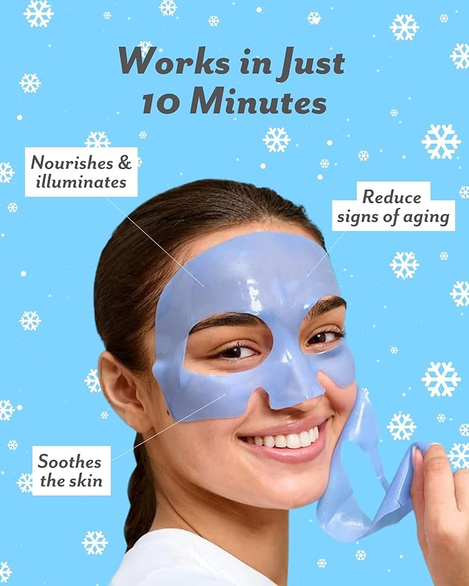 Patchology Iced Cooling Hydrogrel Face Mask Sheet with Peptides, Cloudberry Oil & Bakuchiol, Facial Sheet Mask for Soothing, Puffiness & Firming Skin - Christmas Gifts & Stocking Stuffers (1 Count)