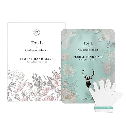 Catherine Muller Floral Hand Mask 1 Pair, Moisturizing Gloves for Dry Hands with Elder Flower & CICA, Repairing and Nourishing Hand Care Treatment for Cracked, Rough, and Dry Skin, Stocking Stuffer