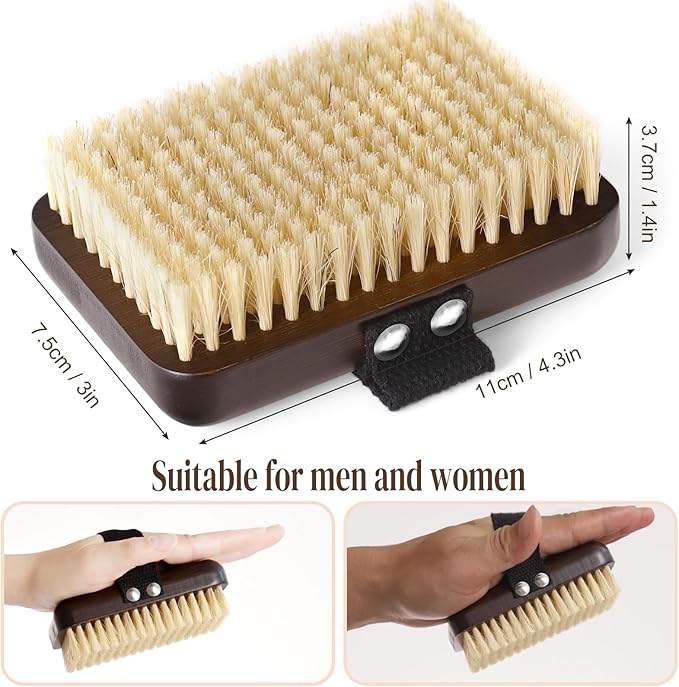 Dry Brushing Body Brush, Azymi Shower Brush for Body Natural Thick Bristles Exfoliates Dead Skin, Detoxifies, Improves Blood Circulation- Spa-Grade Dual Use Dry& Wet Brush 1-Pack