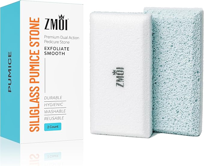 Glass Pumice Stone Callus Remover for Feet, Elbows, Hands, and Knees, Spain Made - 2 in 1 Pedicure Exfoliator and Scrubber for Rough, Hard Skin (Teal Color)