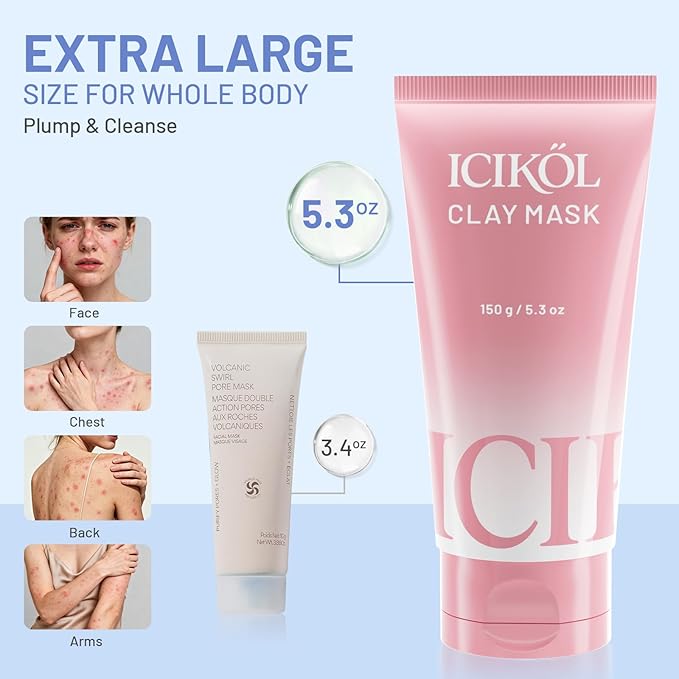 Deep Cleansing Blue Clay Mask for Face with Pearl Peptide, Radiance Mud Mask to Balance Oil and Moisture, Minimize Blackheads, Soothing Care Pore Cleansing Mask with Brush