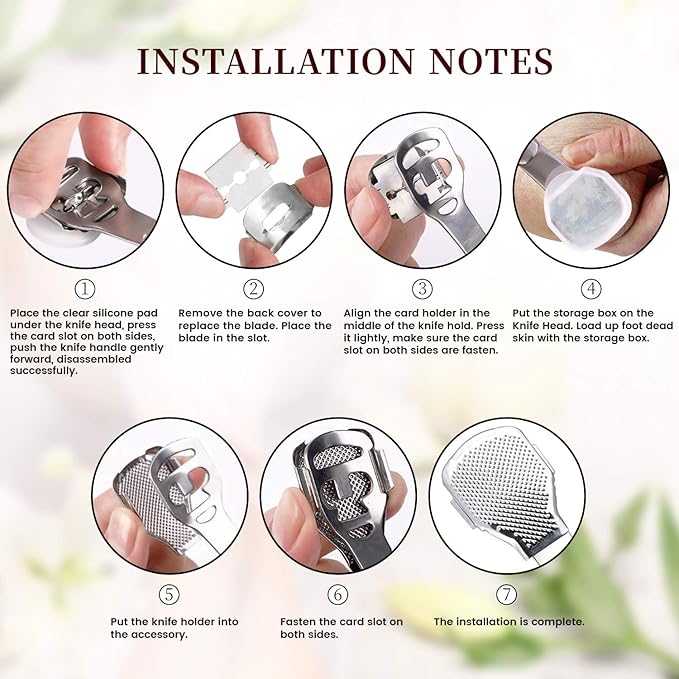 Callus Shaver, Foot Shaver Callus Remover for Feet Hand Care with Foot File, 10pcs Blades, Foot File Head and Dead Skin Storage Cover (15Pcs in Total)