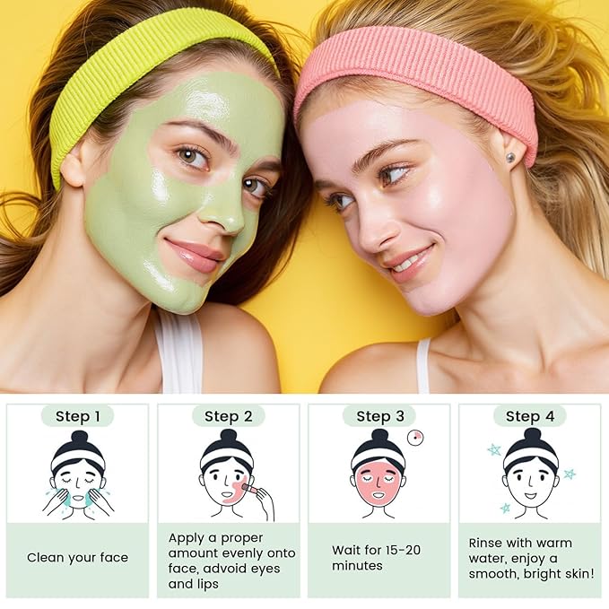 Turmeric Clay Mask, Rose Face Mask & Green Tea Mud Mask 12 PCS - Spa Facial Mask Set Gift for Women & Men, Skin Care Set for Deep Cleansing, Moisturizing, and Refining Pores,Travel-Friendly & Portable