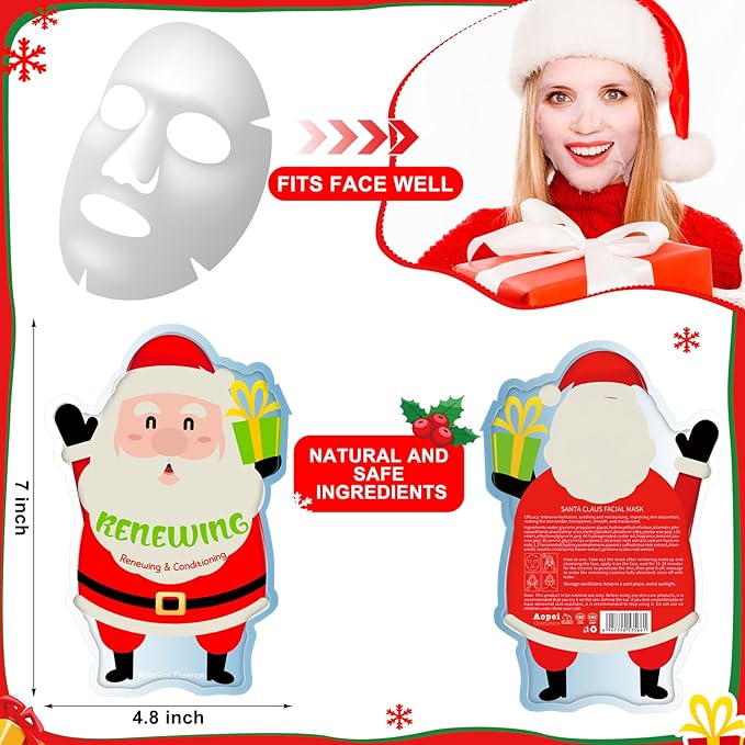 Timgle 12 Pcs Christmas Stocking Stuffers Bulk Facial Masks Skincare Face Sheet Masks Holiday Gifts for Women, Fragrance Hydrating Face Mask Spa Gifts Bulk for Coworker Adults Stocking Stuffer