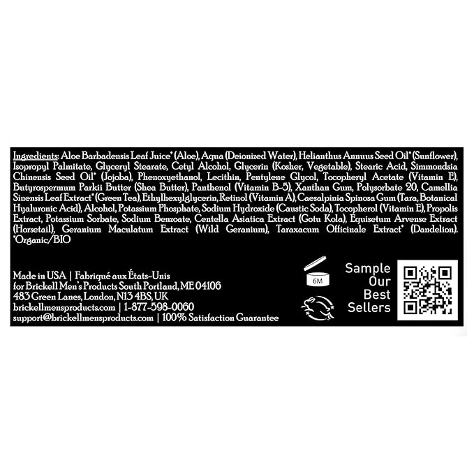 Brickell Men's Retinol Face Moisturizer Cream For Men, Natural & Organic, Anti-Wrinkle Face Night Cream with Retinol & Hyaluronic Acid To Reduce Fine Lines and Even Skin Tone, Fragrance-Free, 2 Ounce