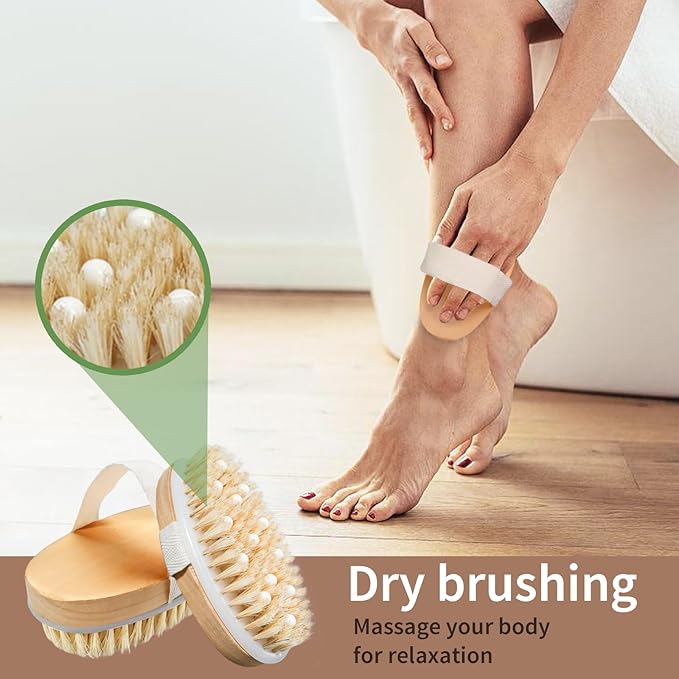 12 Pcs Dry Brushes for Body Exfoliating Brush and Massage Nodule Scrubber Beauty Exfoliator with 12 Hooks for Shower, Bath, and Back Circulation Improvement Dead Skin Remove (Oval)