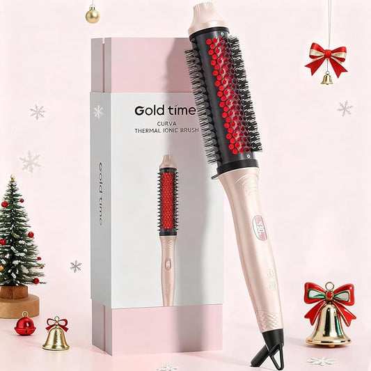 Infrared Thermal Brush, 1.65 inch Heated Round Brush for Blowout Look, Dual Voltage, Negative Ion Thermal Hair Tools, 6 Temperature, No Damage, Xmas Christmas Gifts for Women