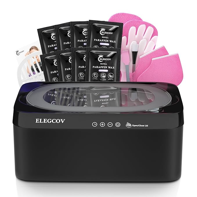 Paraffin Wax Machine for Hand and Feet, 4500ml Paraffin Warmer with 8 Pack Paraffin Wax Refills, Precision Temperature Control for Reservation Paraffin Wax Bath, Fast Wax Meltdown, Black