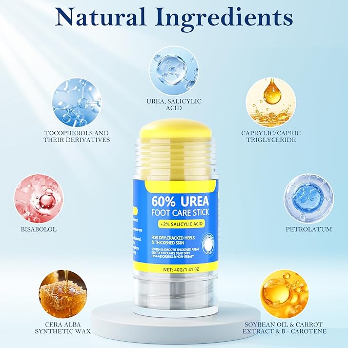 60% Urea & 2% Salicylic Acid Foot Cream for Cracked Heels, Intensive Moisturizing and Anti-Cracking, Repairs Dry and Rough Skin, Fast Absorbing, Callus Remover for Feet, Hands, Knees, Elbows (2)