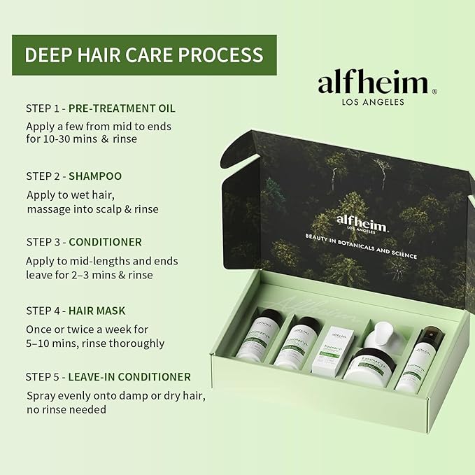 Alfheim Rosemary+ Purifying Hair Care Gift Set | Shampoo, Conditioner, Hair Mask, Leave-in Conditioner & Hair Oil | Scalp & Hair Purifying, Hydrating & Volumizing | Holiday Gift for Women & Men